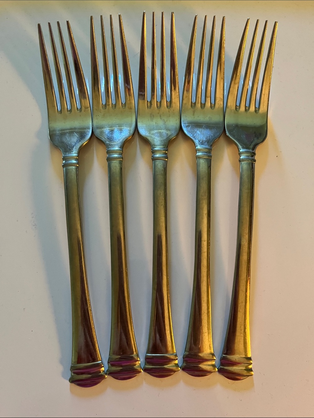 Towle Classique Bands 18/8 glossy stainless flatware set of 5 dinner forks VGUC